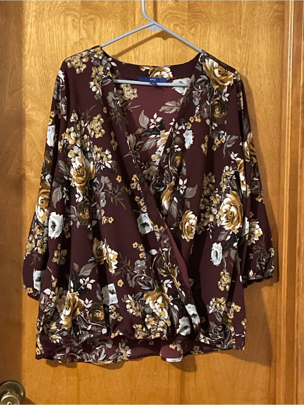 Apt. 9 Burgundy Floral Wrap Blouse